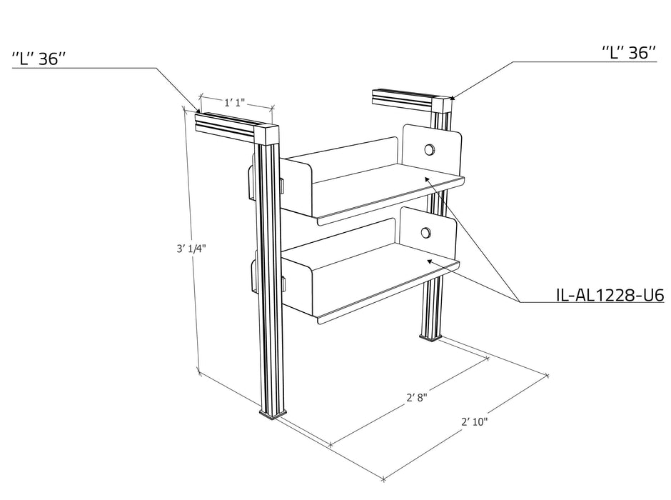 Bibliothèque carrée murale basse 1 section, 2 tablettes (IL-BIBMC1S2T) Bibliothèque RHO