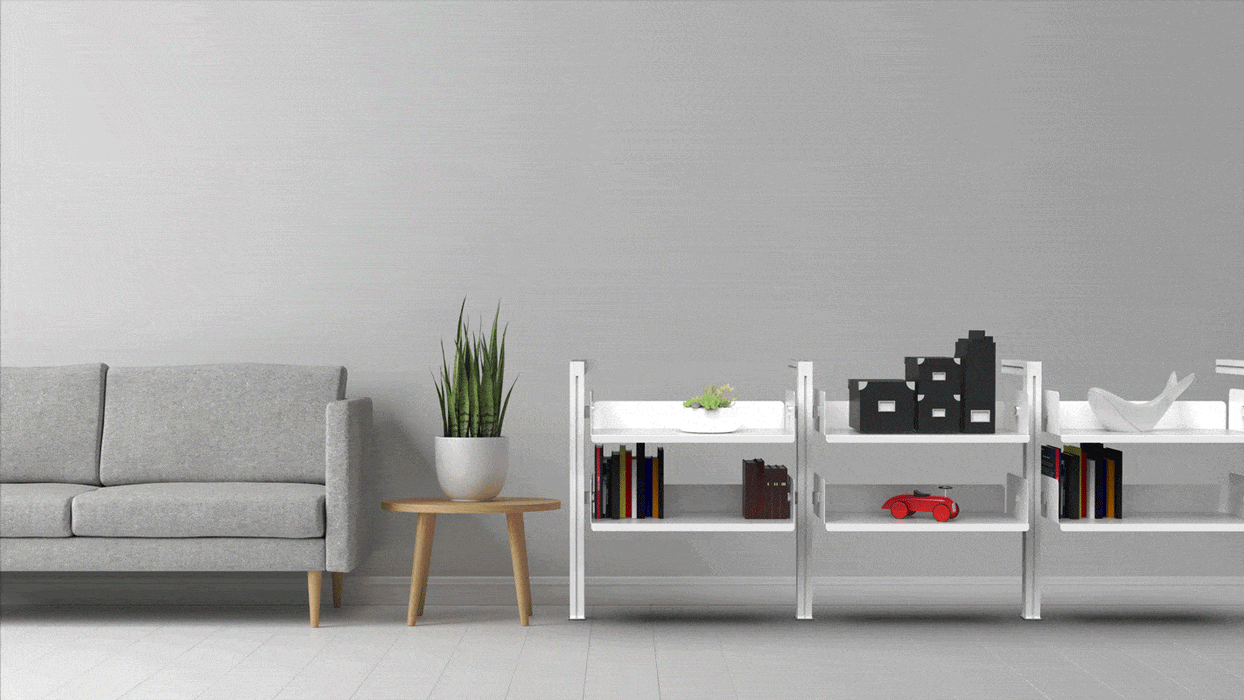 Bibliothèque carrée murale basse 3 sections, 6 tablettes (IL-BIBMC3S6T) Bibliothèque RHO