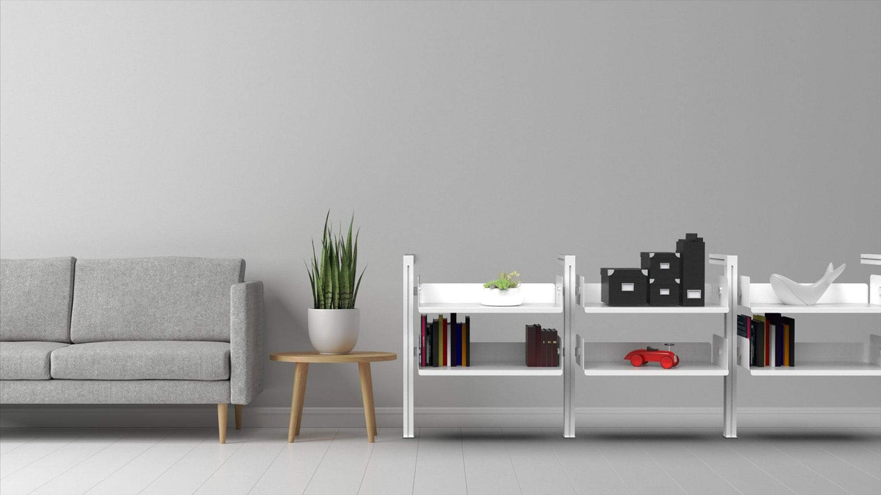 Bibliothèque carrée murale basse 3 sections, 6 tablettes (IL-BIBMC3S6T) Bibliothèque RHO