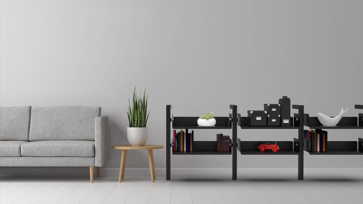 Bibliothèque carrée murale basse 3 sections, 6 tablettes (IL-BIBMC3S6T) Bibliothèque RHO