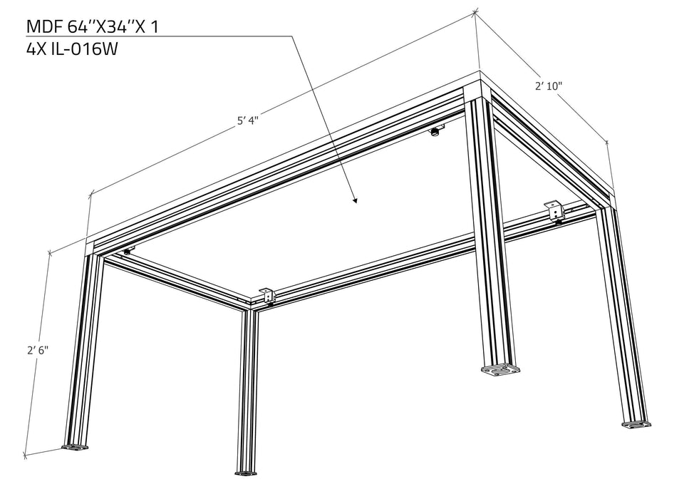 Table 64''x 34'' x30'' (IL-TABAC643430) RHO