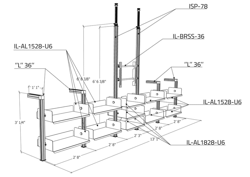 Unité télescopique / murale basse 5 sections pour téléviseur (IL-DIVTMC5S11T) RHO 